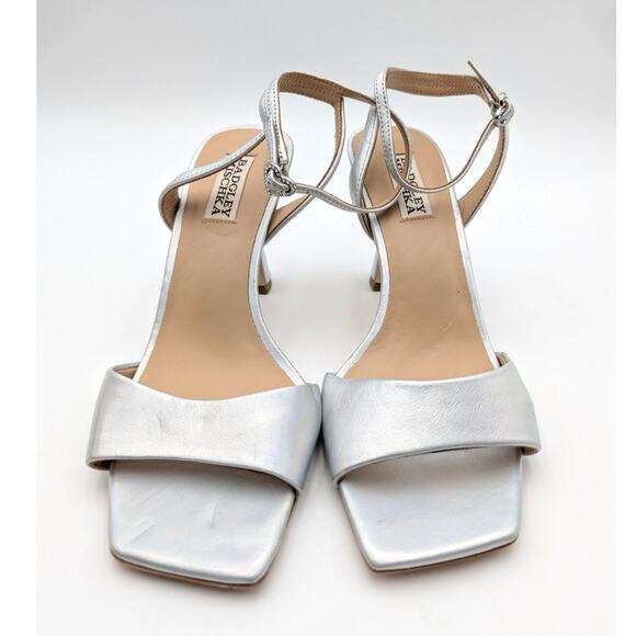 Badgley Mischka Cady Square Toe High Heel Sandals Women's Silver Size US8 EU39 - Picture 2 of 13